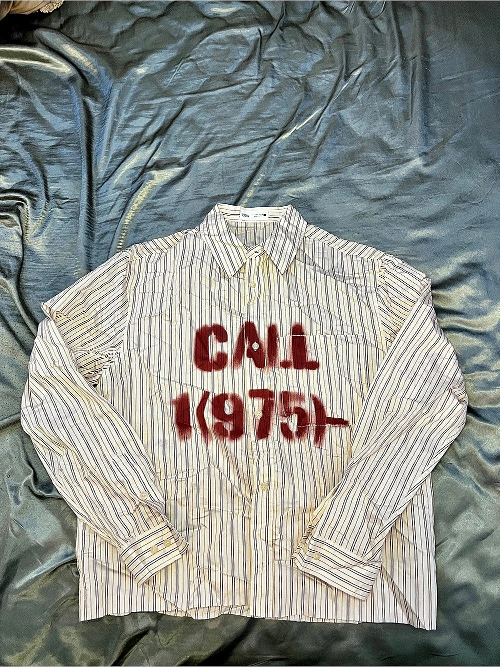 Zara Striped Spray Effect Print Shirt Men's Medium